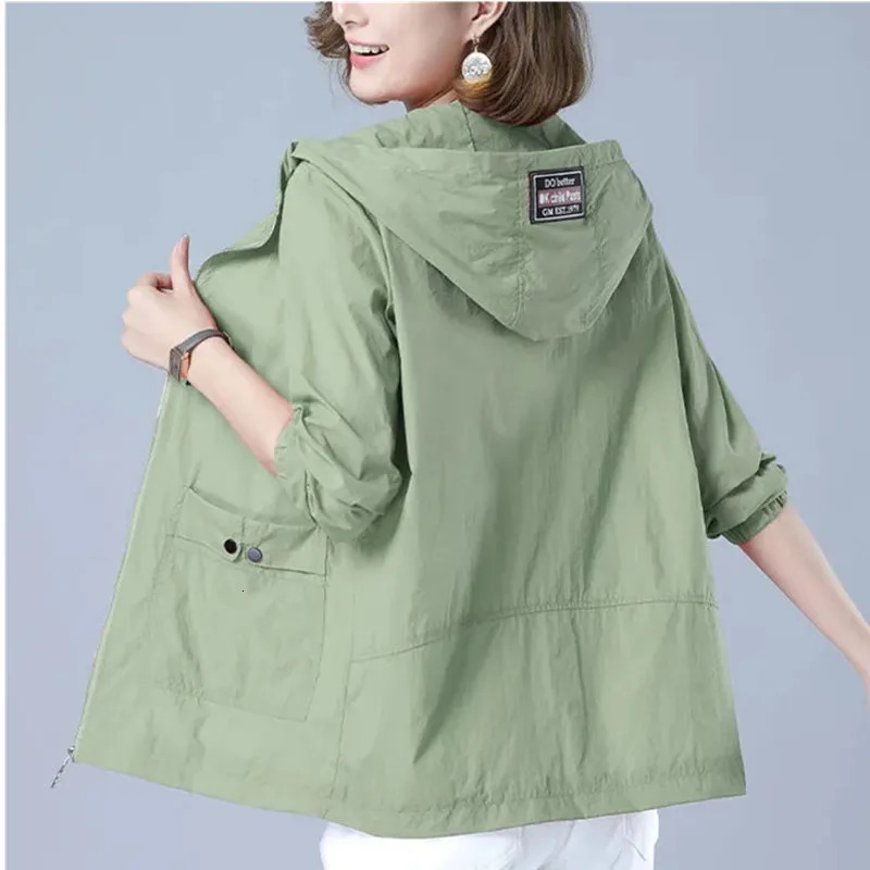 Womens Jacket 2025 Summer Thin Coat Casual Windbreaker Female Sun Protection Jacket Basic Zipper Coat Tops 251013