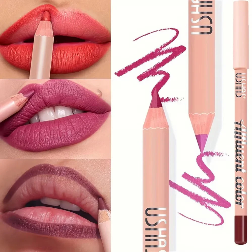 Fine Slim Lip Pencil Waterproof Easy To Color Matte Pink Purple Longlasting Waterproof Non Stick Cup Pigment Sexy Lip Cosmetics 251014