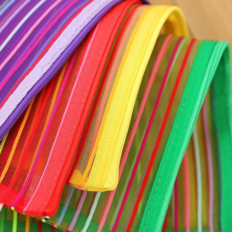 Multipurpose Storage Maekup Bag School Office Supplies Rainbow Color Cosmetic Bags Nylon Mesh Women Bag251011