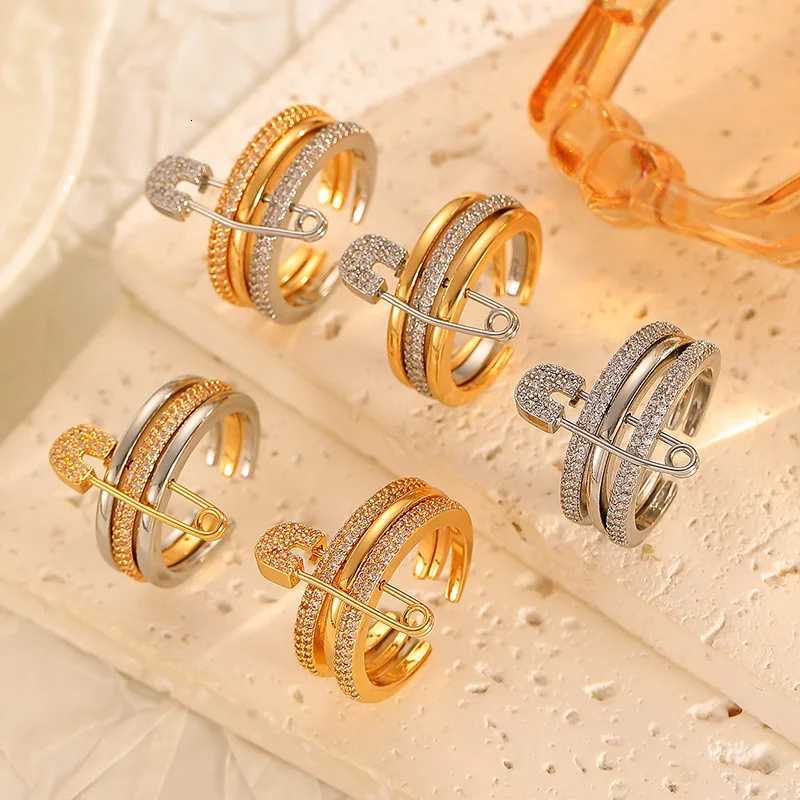 Adjustable Rings Paper Clip Design Stackable Rings for Women Non Tarnish 18k Gold Plated Cz Cubic Zirconia Wedding Jewelry Gift Z251017