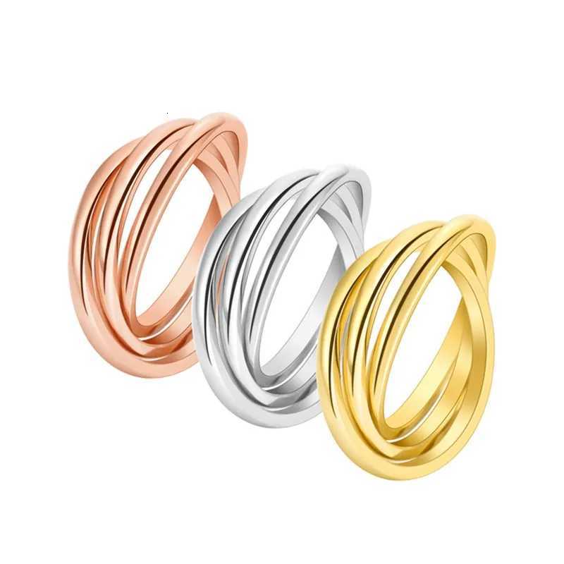 Stainless Steel 3 in 1 Rolling Ring Wedding Band for Women Girl Size 512W251017