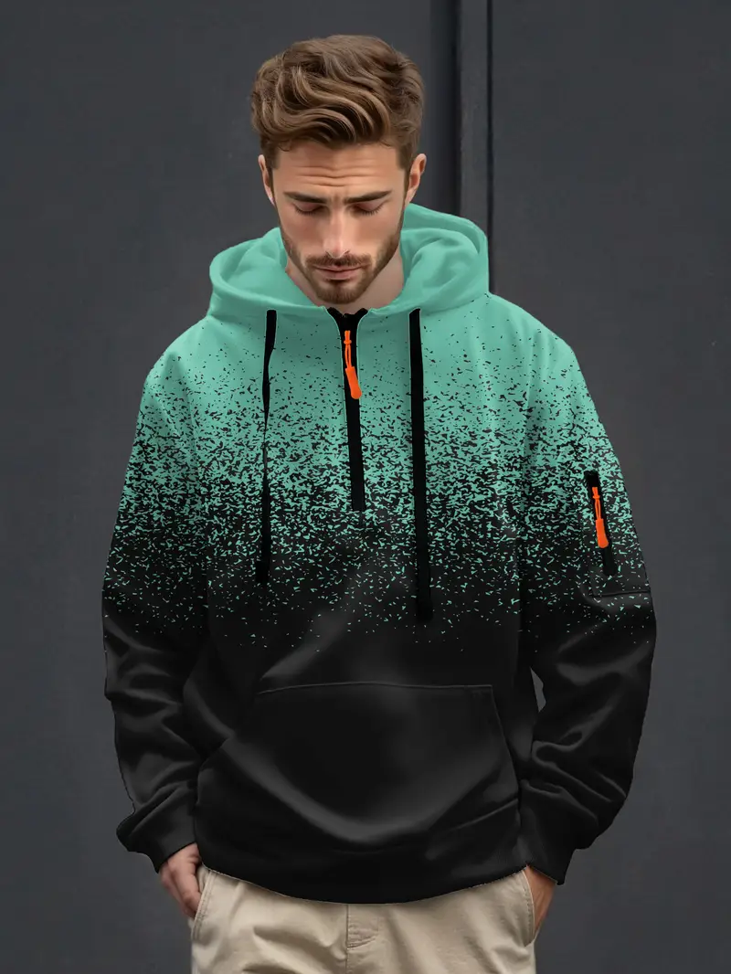 Men's Women's Athleisure Half Zip Pullover Hooded Sweatshirt Soft Fleece Loose Fit Top for Gym Casual Wear Plus Size2-1-1