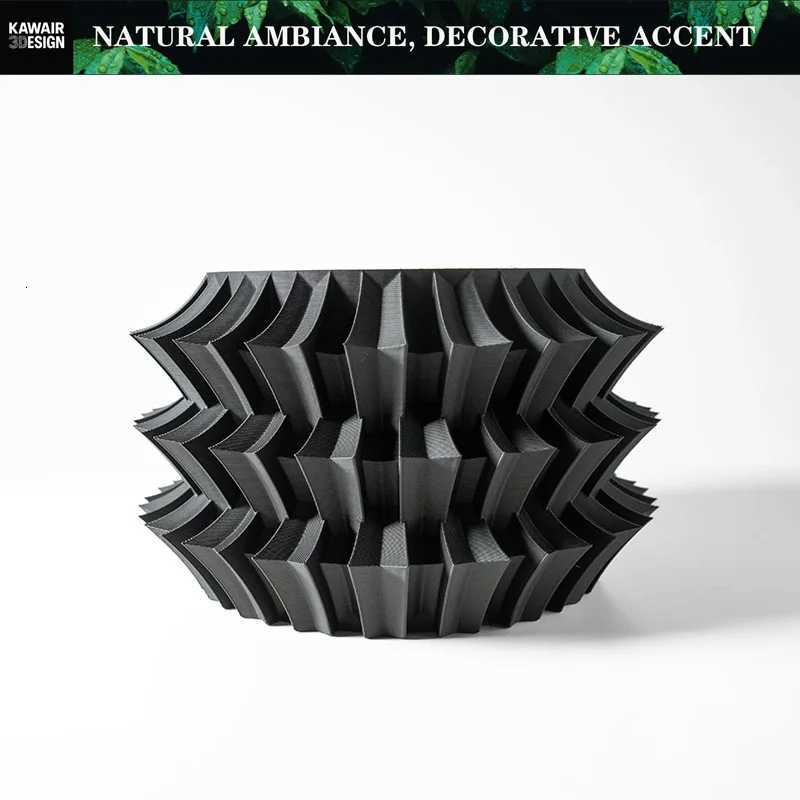 3D Printed EcoFriendly Irregular Geometry Plant Pot Textured Lines Biodegradable maceta for Home Decoration Sustainable Gift C251017