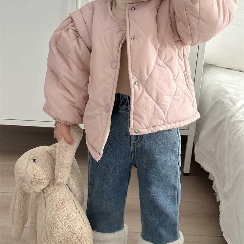Girl Pant 2023 Winter Children Korean Version Spliced Woolen Pants Plus Fleece Jeans Girl Baby Pants Girl Winter Pant Girl JeanT251017