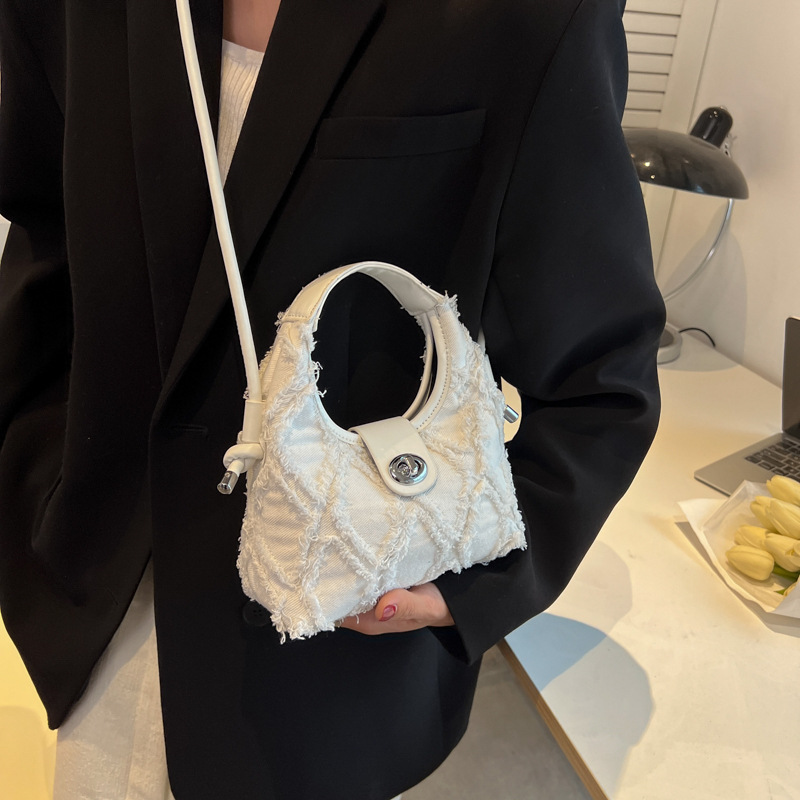 Embroidered Denim Tote for Women 2025 New Handbag Fashionable High-end Shoulder Crossbody Bag