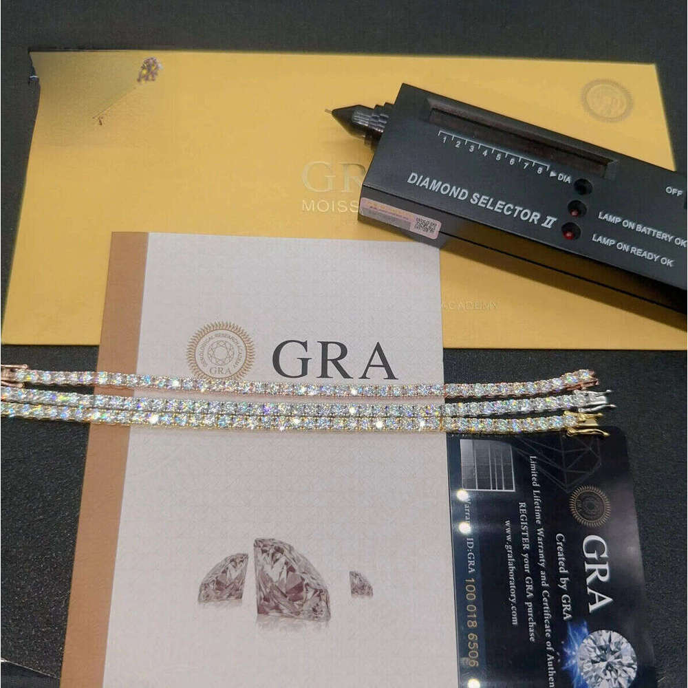 High Quality Sterling Sier Ice Out 4mm 65 Moissanite VVS Tennis Chain Bracelet for Men Women