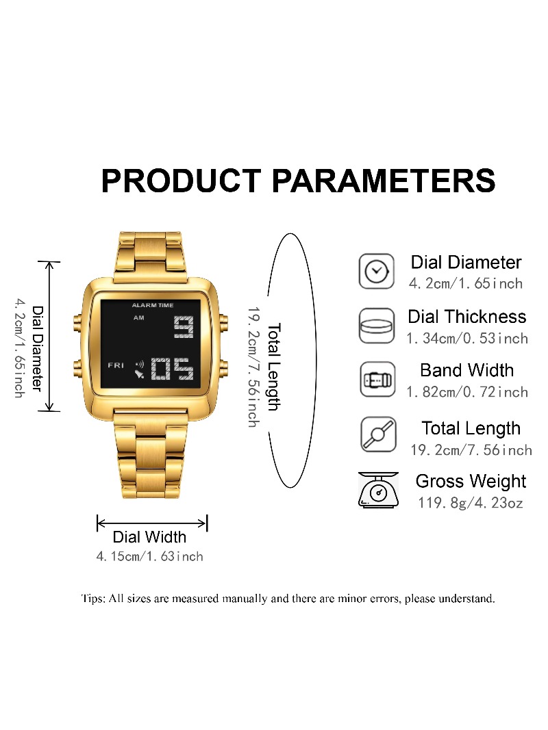 Binda Women's Stainless Steel LED Digital Watch Waterproof Fashion Business Electronic Wristwatch Reloj Mujer