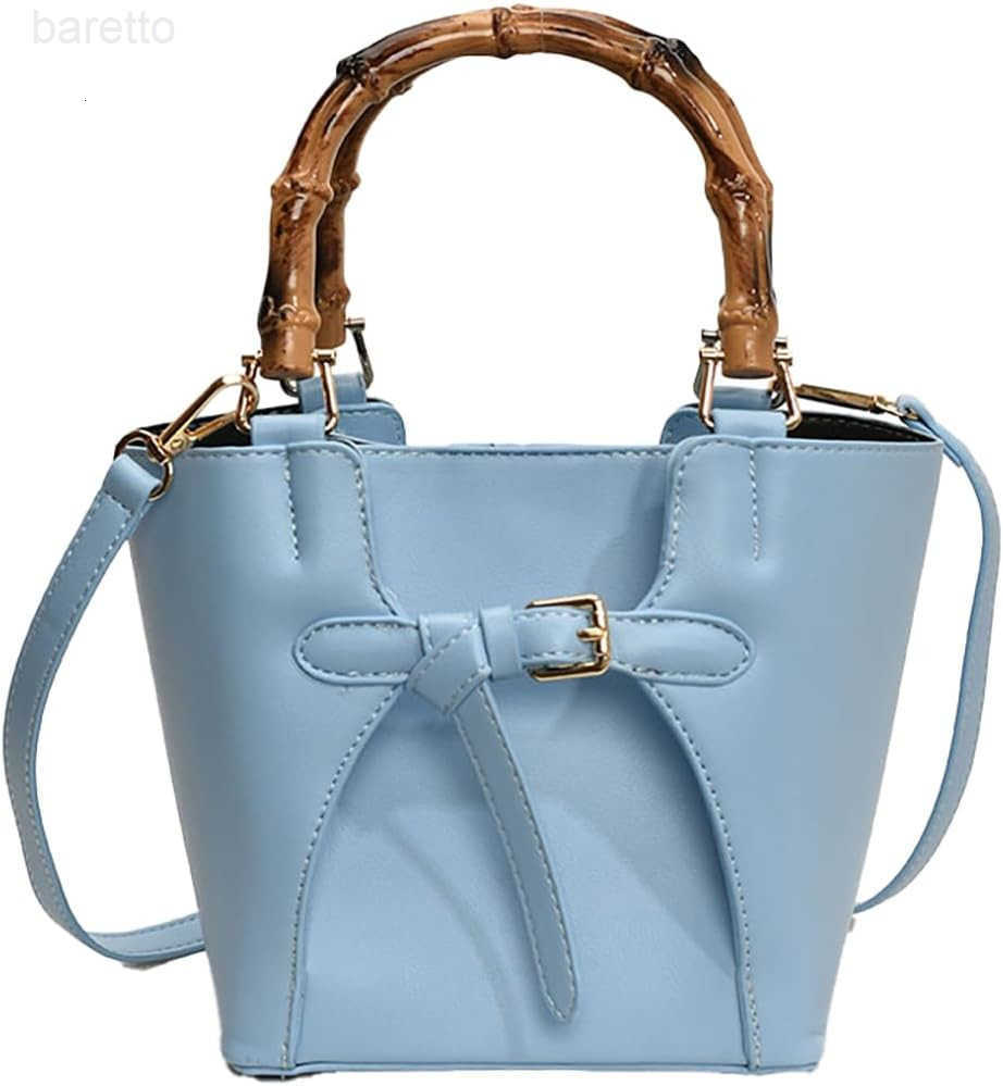 Womens Bucket Bag Trendy Crossbody Bags For Women Vegan Leather Bamboo Handle Shoulder Handbags Spring Summer Travel Purse Z251017