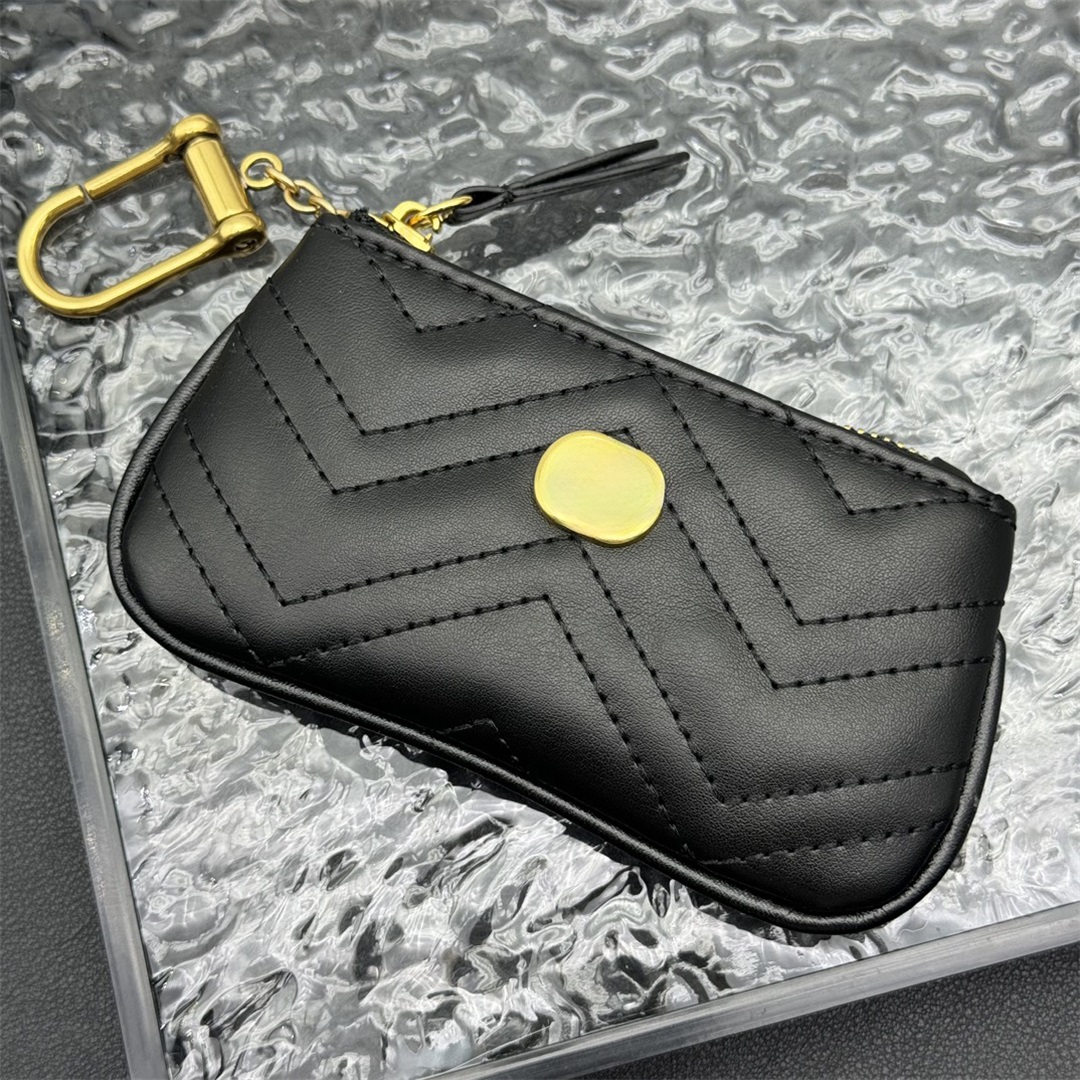 Fashion Womens Mini Zippy Wallet Coin Purse Bag Belt Charm Key Pouch credit card holder bags fashion color Short wallet chains bag purse with box8