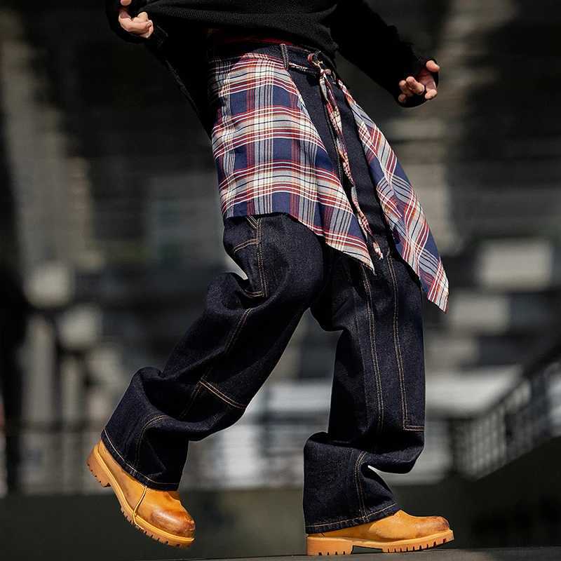 Washed color jeans for men in autumn 2025 Japanese style loose straight leg trendy wide leg casual pants J2510161