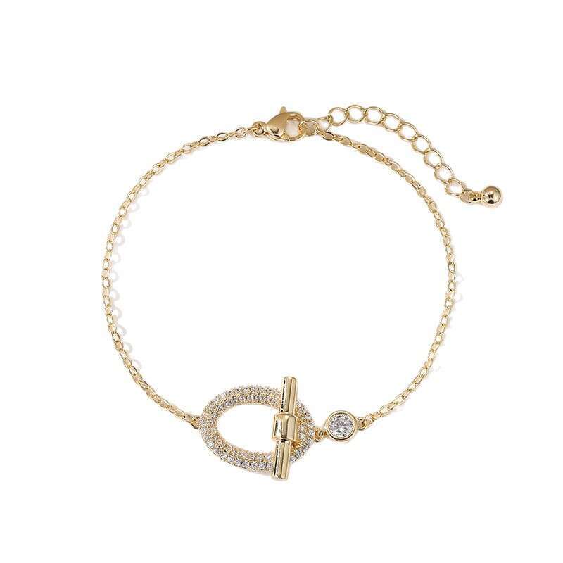 Small Q-shaped Pig Nose Simple Exquisite Super Shiny Full Dia Niche High-end K Gold Bracelet New Jewelry