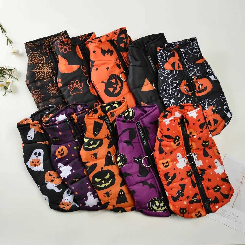 Halloween Dog Costume Autumn Winter Warm Jacket Clothes For Small Medium Dogs Cats Pumpkin Print Funny Puppy Coat With DringW251017