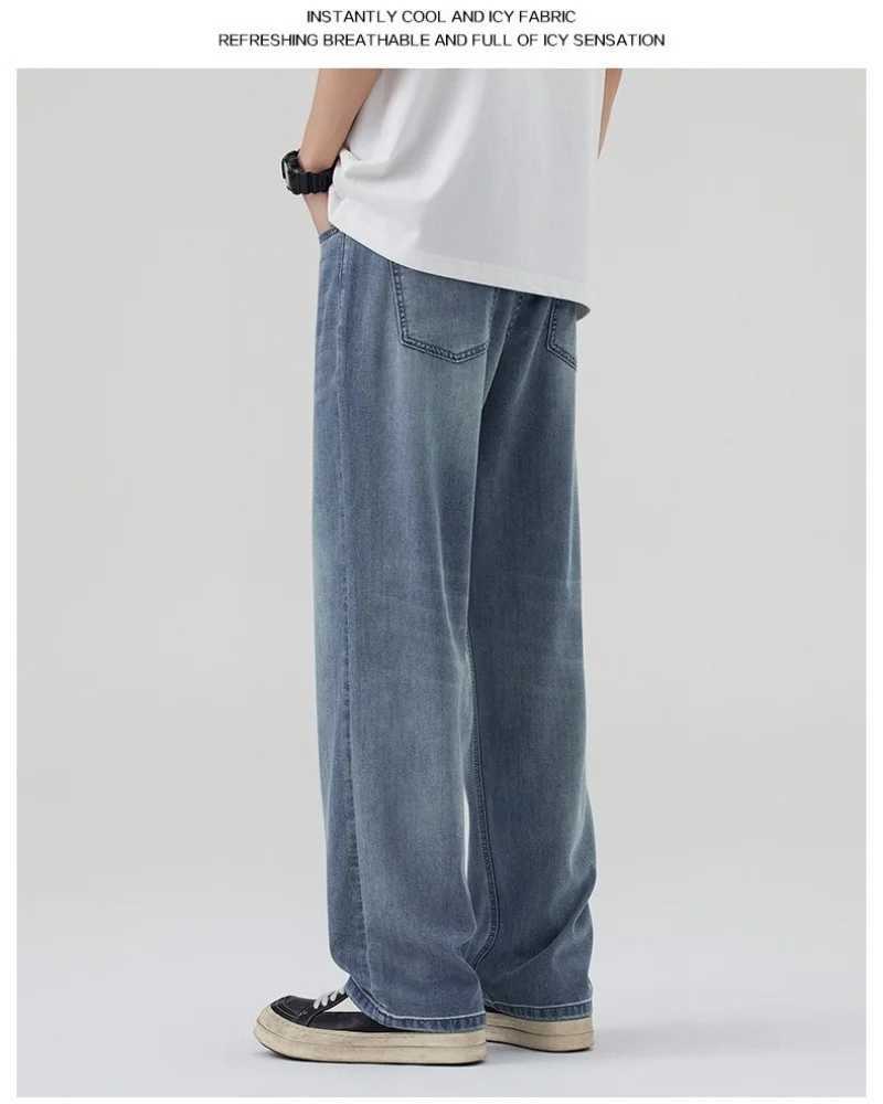 IEFB summer new American washed vintage jeans mens straight leg loose wide leg pants are cool and trendy with a hanging feelin J251016
