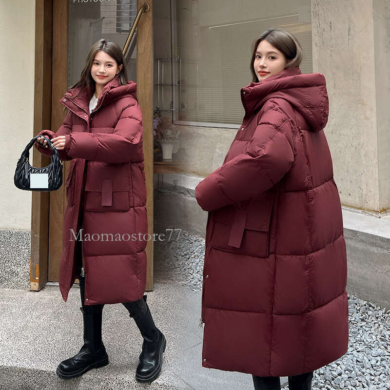Women's Clothing Winter New Thickened Loose Long Over The Knee For Women Korean Student Hooded Large Pocket Cotton Jacket