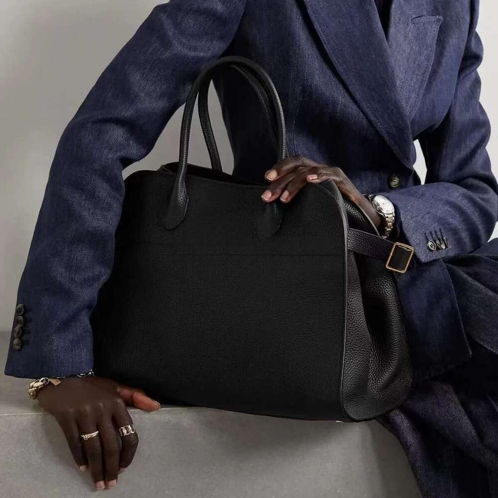 Large Capacity Leather Tote Bag Genuine Cowhide Handbag Celebrity Favorite Vintage Style Open Top Zipper Pocket Chinese Origin