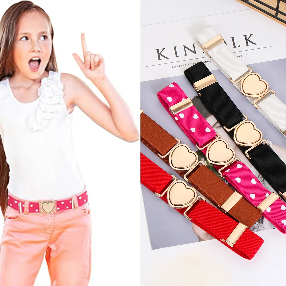Kids Girl Stretch Waist Belt Adjustable Heart Belt Elastic Belts Uniform Belt for Teen Kids Girls Dresses 251010