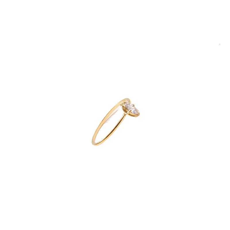 Thin Stainless Steel Gold Color Couple Ring Simple Fashion Zircon Finger Ring For Women Birthday GiftsW251017