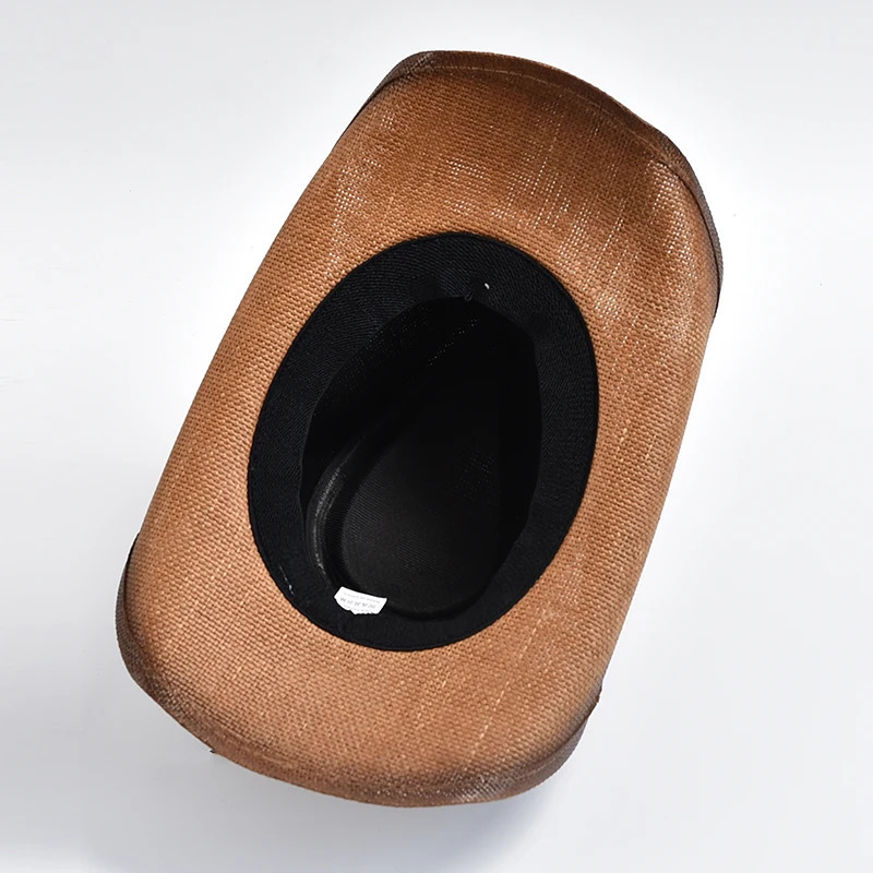 Mens Womens Vintage Western Cowboy Hat Handmade Straw Weaving Beach Sun Hat Gentleman Lady Cowgirl Jazz Hat 251015