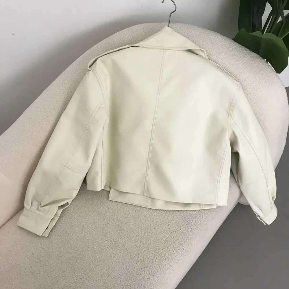 New Faux Leather Jacket American style Spring WomenBiker Coat Turndown Collar PU Motorcycle Jackets Loose Streetwear OuterwearT251017