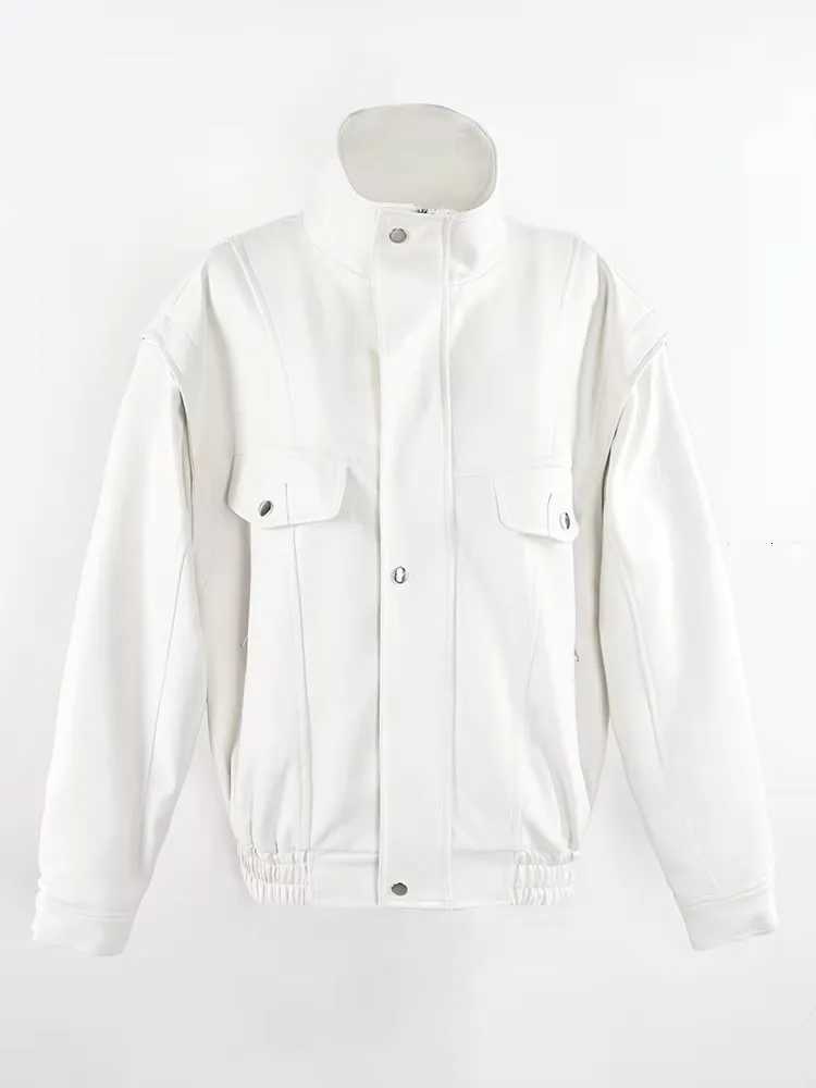 Mauroicardi Spring Autumn Oversized Black Thickened Warm Hard Faux Leather Jacket Women Zip Up American Retro Unisex ClothesT251017