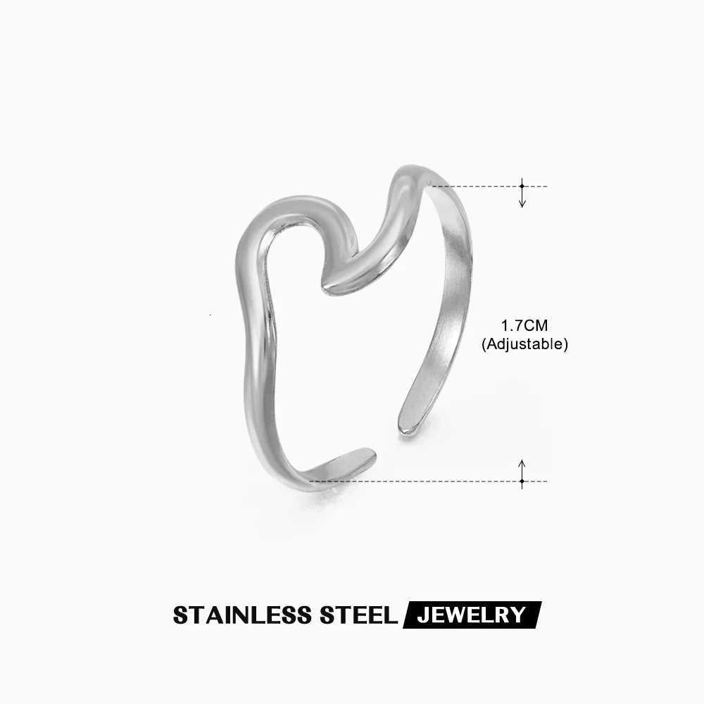 New Trendy Stainless Steel Geometric Rings for Women Girls Gold Color Minimalist Adjustable Finger Rings Birthday Jewelry GiftsW251017