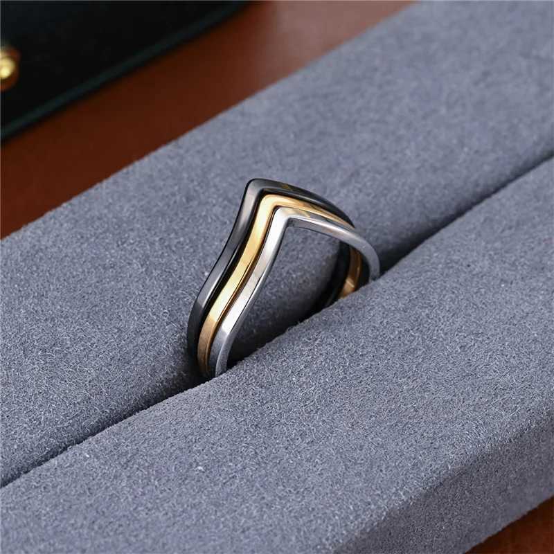 Fashion Thin Stackable Ring Stainless Steel V Chevron Knuckle Rings for Women Girls Minimalist Jewelry Anillos Mujer Size 511W251017