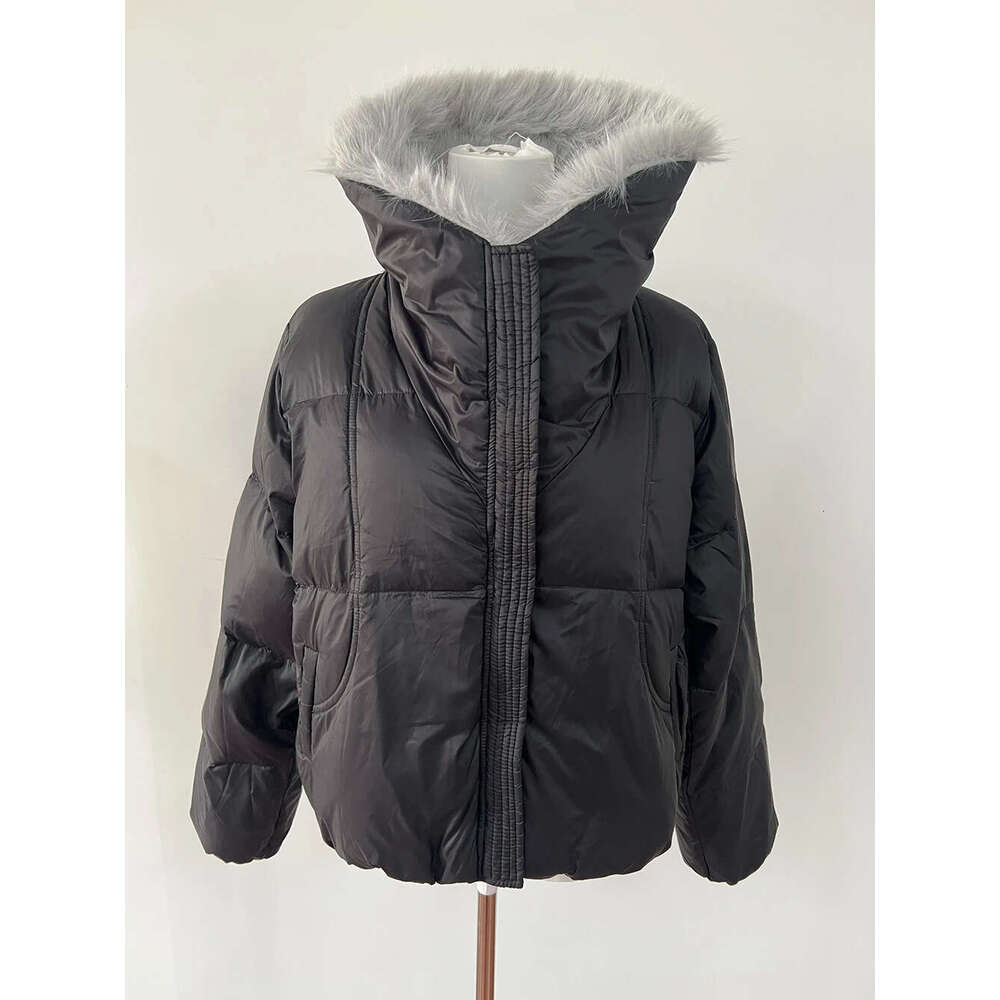 White Warm Patchwork Fur CollarFor Women's Winter Loose And Thick Versatile Temperament Parkas Female Clothing down coat