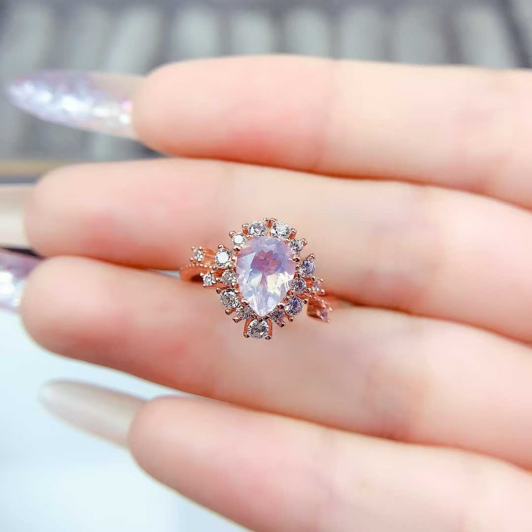 Dazzling 925 silver crystal ring natural amethyst ring 7mm*9mm genuine light purple amethyst jewelry with certificate