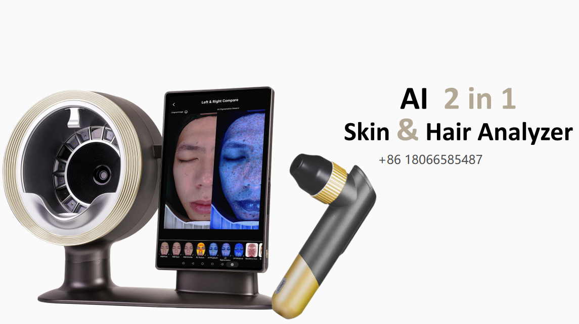 Facial and scalp dual test Skin Analyzer Face Detector 3D New Model Face Skin Analyzer Scanner Device Aesthetics Dermatology Intelligent Detector Skin