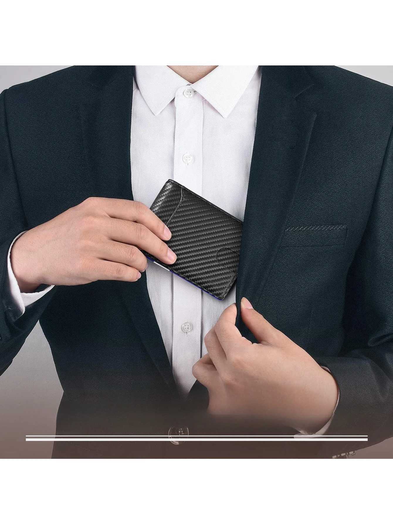 New Microfiber Simple Carbon Fiber Wallet Mens Credit Card Holder WalletW251017