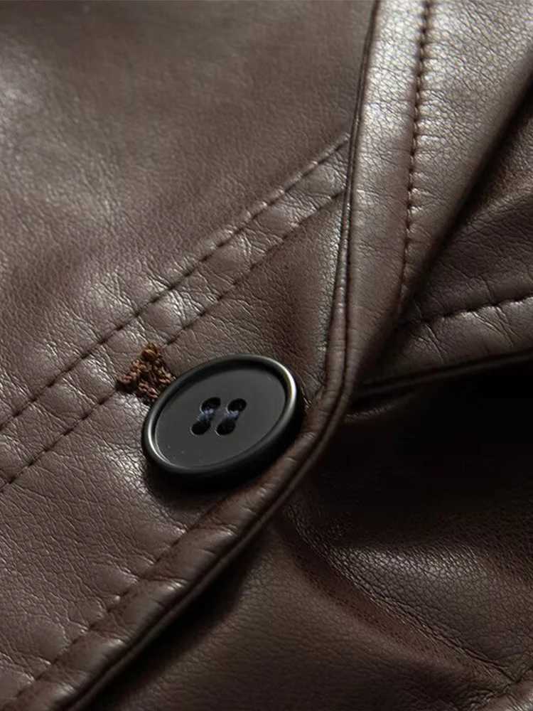 Autumn and winter womens fashion American retro cool highend British style imitation leather waist slimming jacketT251017