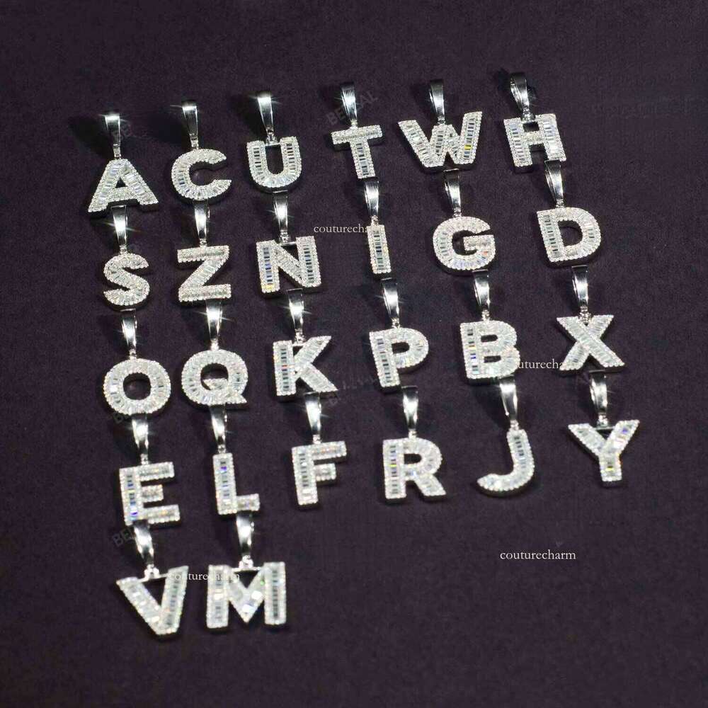 Vvs Chalcedony Initial Ice-Cold Long Stick Cut Letter Pendant for Men and Women