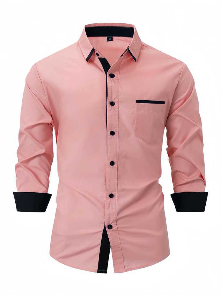2024 mens shirt system buckle solid color shirt business office super large size 6xl loose style fashion designer J251017