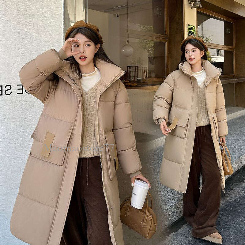 Women's Clothing Winter New Thickened Loose Long Over The Knee For Women Korean Student Hooded Large Pocket Cotton Jacket