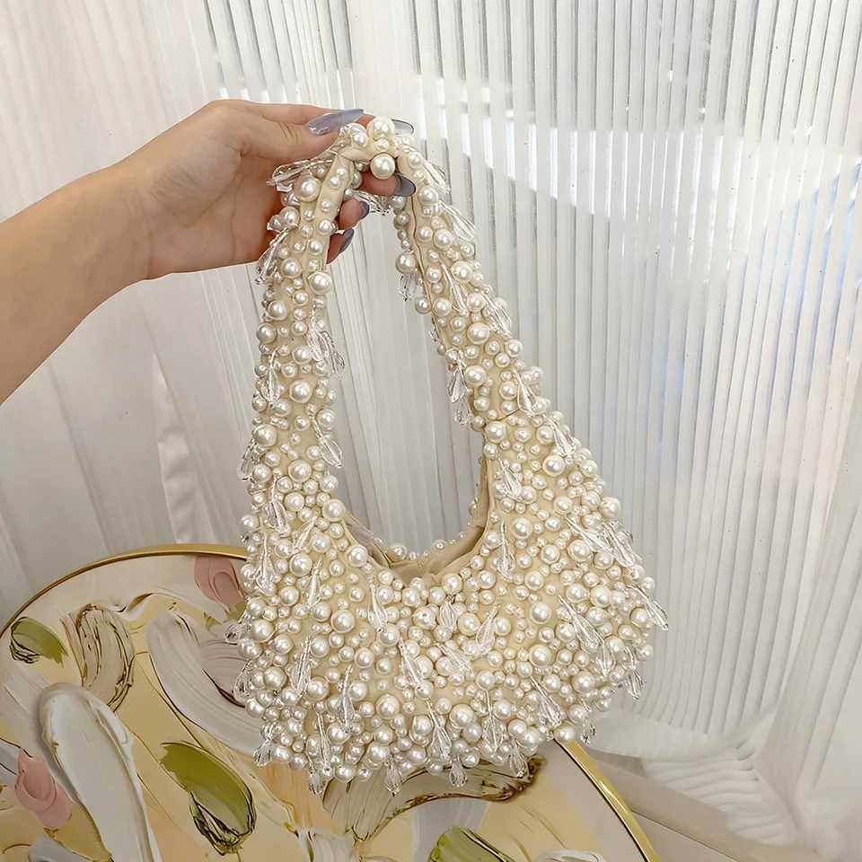 High Quality Pearl Beaded Handmade Women Handbag Fashion Evening Bag Wedding Party Clutch Purse Beads Beading Woven Shoulder Bag Z251017