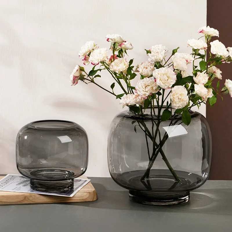 Ins Style Circular Large Belly Glass Vase Simple and Creative Hydroponic Flower Container Living Room Flower C251017