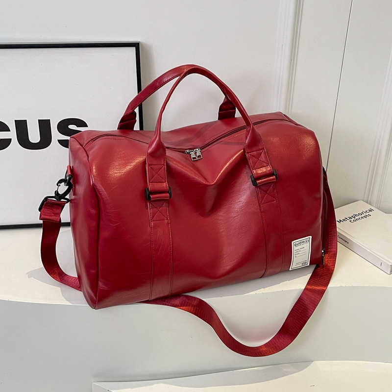 Handheld travel bag for men, high-end and large capacity sports and fitness bag, women's leather travel clothes, luggage bag for men