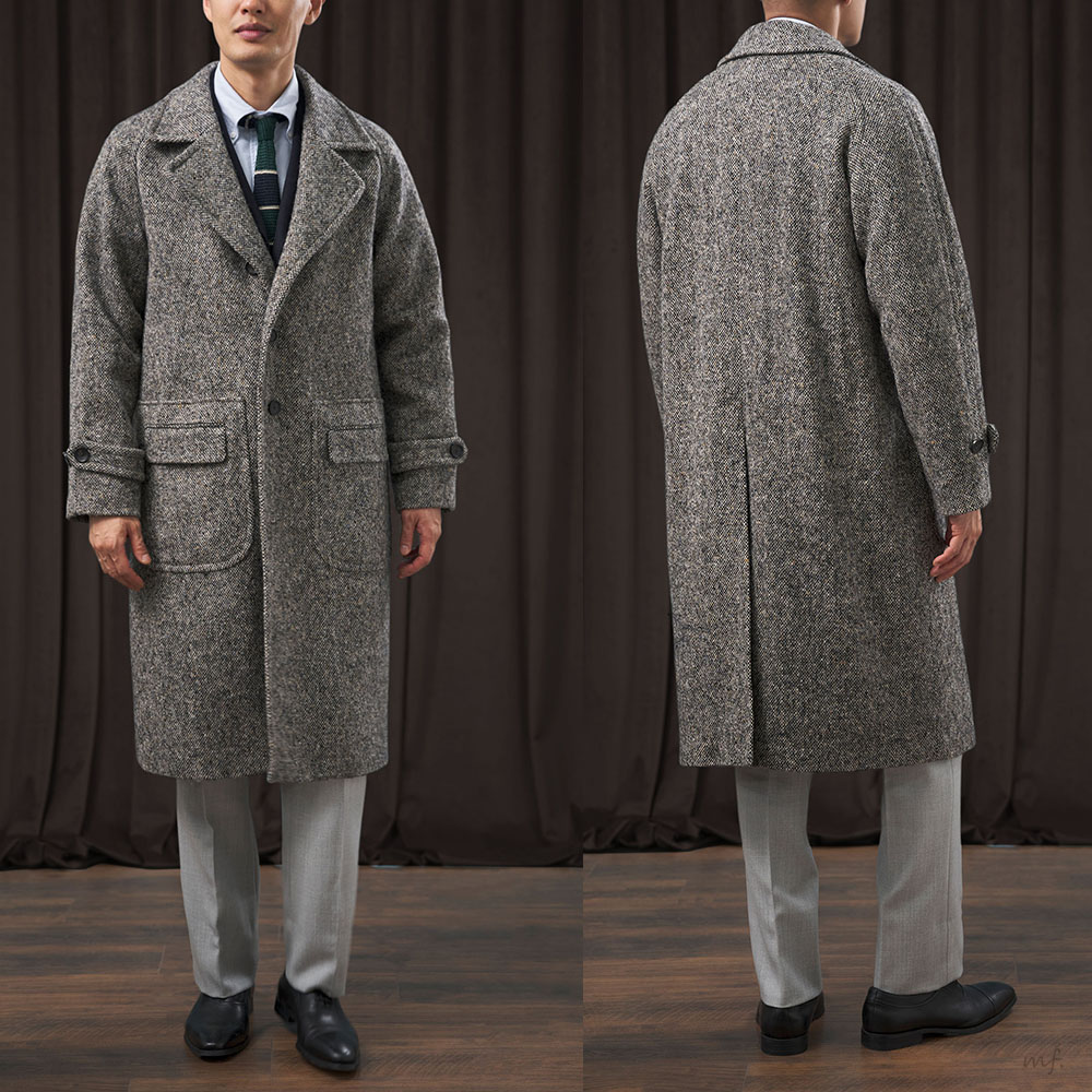 Winter Tweed Mens Coat Custom Made Thick Windproof Tailored Long Jacket Only One Piece Overcoat