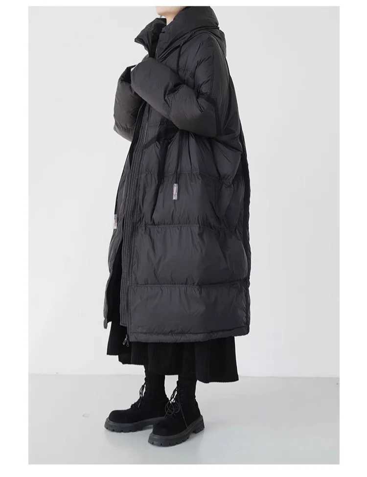 UMI MAO Heavy 90 White Duck Down Quilt Long Down Jacket Women Simple Warm Windproof Hooded Coat Femme Y2K W251016