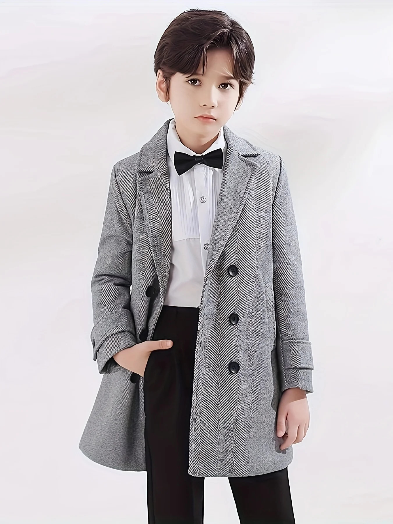Boys British Style Gary Winter Thick Warm Wool Coat Teenager Kids Pography Woolen Coat Child Windproof Outdoor Jacket 215Y 251015