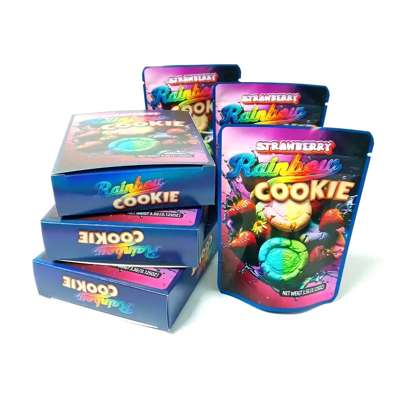 Cookie Mylar Bags 3.5 Gram With Combo Box,Smell Proof Plastic Bag In Box, Zipper Lock Packaging Bags For Snack Candy Small Items ,Storage Pouches 12.5*9.5cm