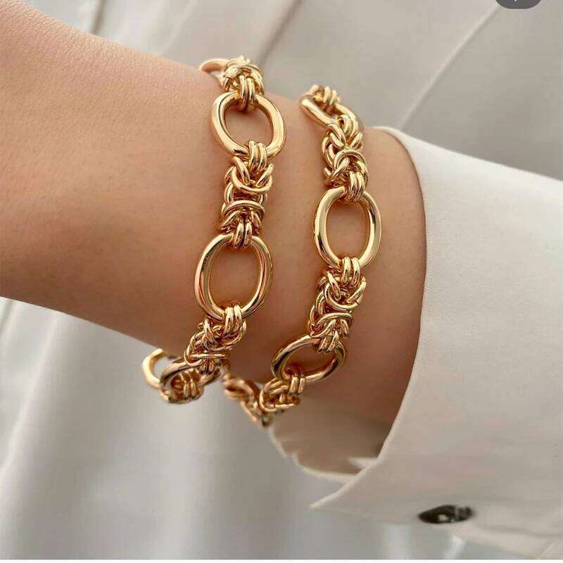 Gold Plated Chain Bracelets For Women, Chic Cool Bangles, Stainless Steel Links, Punk Gothic Charm Bracelet, Stylish Jewelry