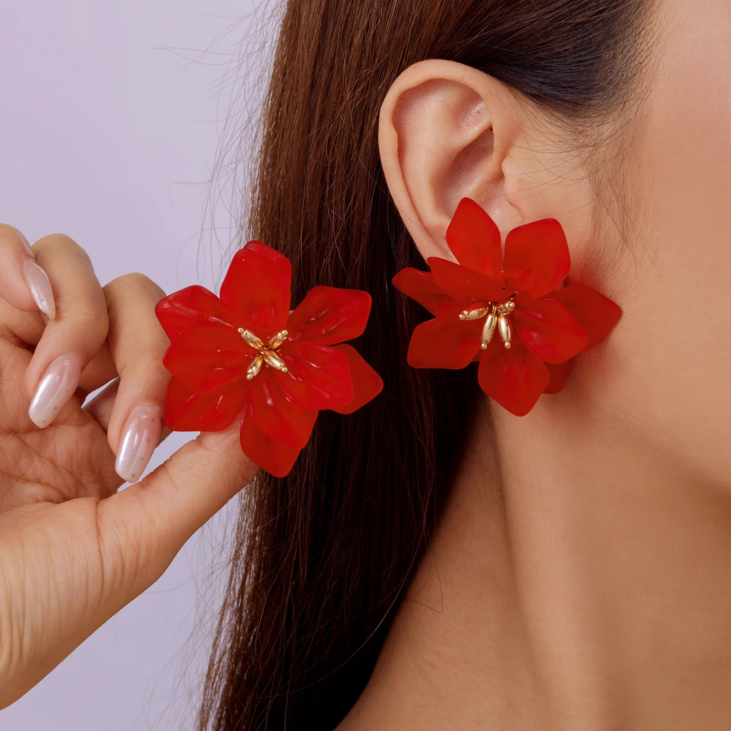 Bohemia Exaggerated Acrylic Big Flower Earrings for Women Green White Red Yellow Flowers Stud Earring Girl Party Wedding Jewelry 251016