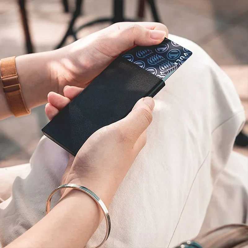 Rfid Credit Card Holder Smart Wallets Men ID Bank Cardholder Case Metal Thin Slim Pop Up Aluminium Minimalist Wallet Luxury GiftW251017