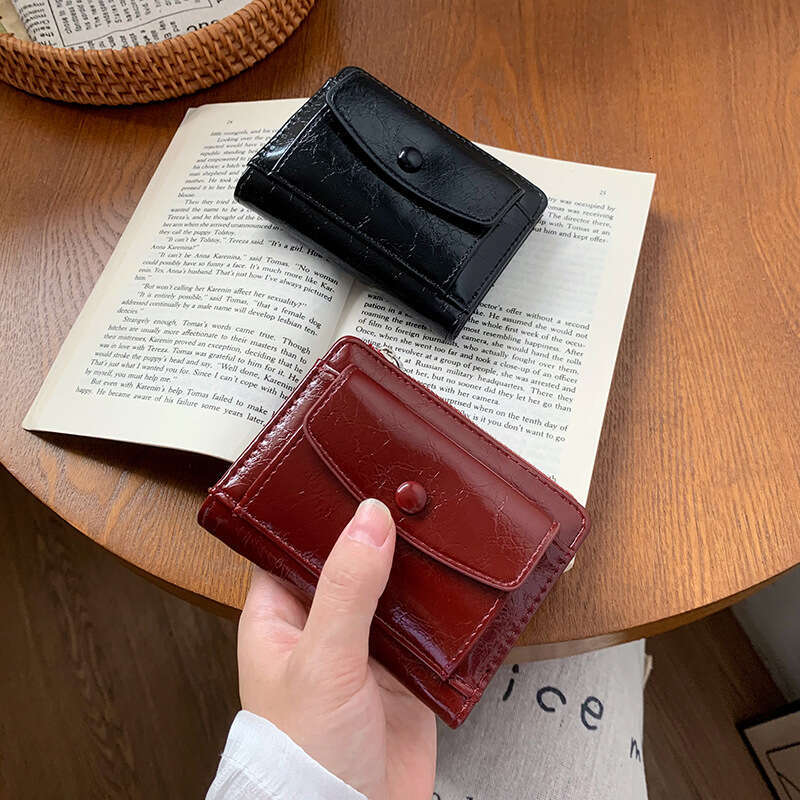 New Women's Style High-end Short Student Ins Female Money Clip Wallet Clutch
