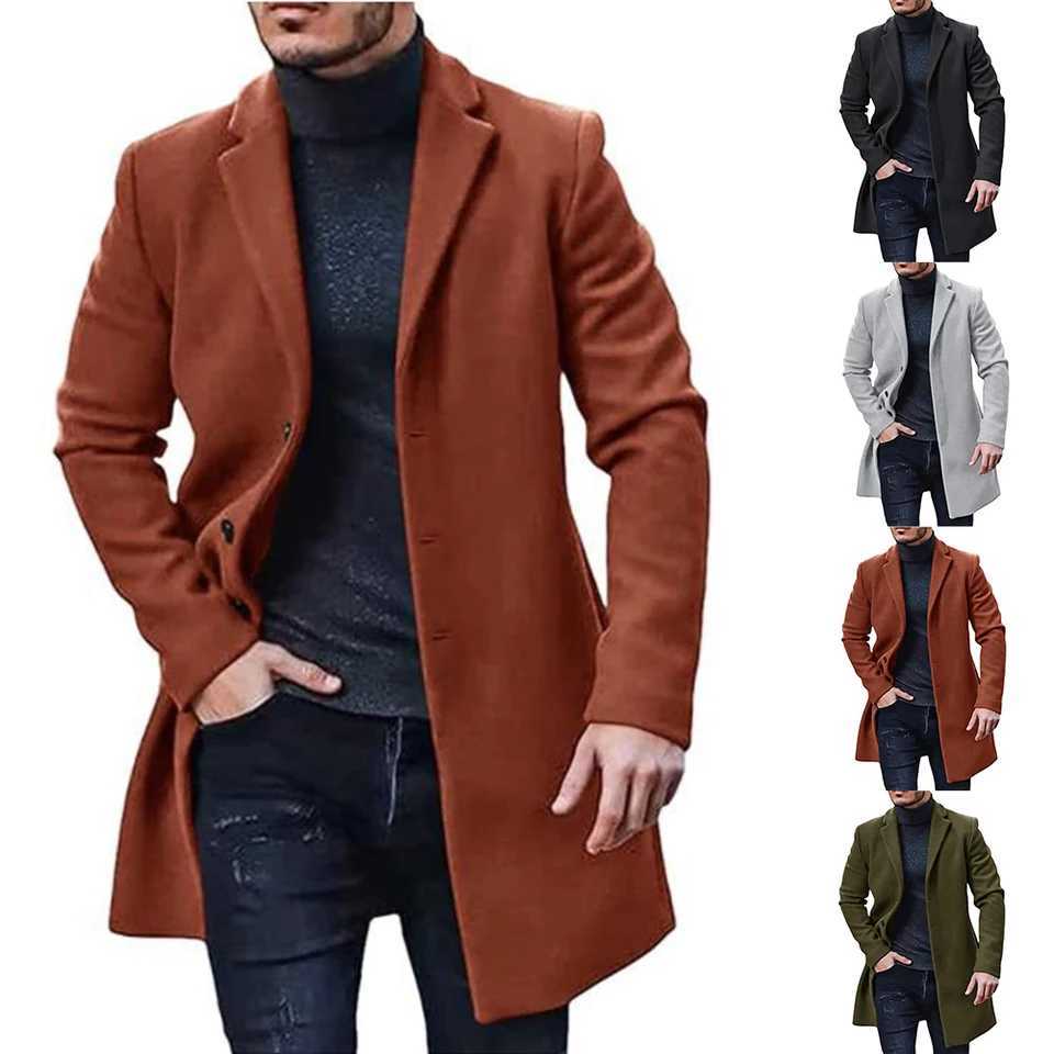 For Casual Outings Mens Winter Trench Coat Warm Trench Coat Winter Wear Autumn Wear Brand New Condition Polyester Fabric J251017
