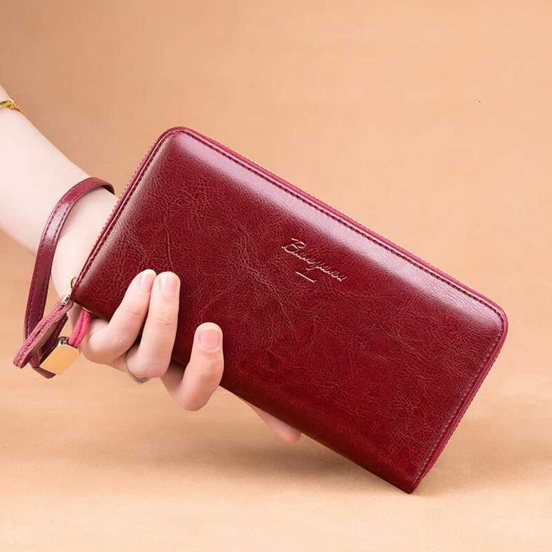 Women Cowhide Genuine Leather Wallet Travel Card Holder Zipper Long Wallet for Women Birthday GiftsW251017