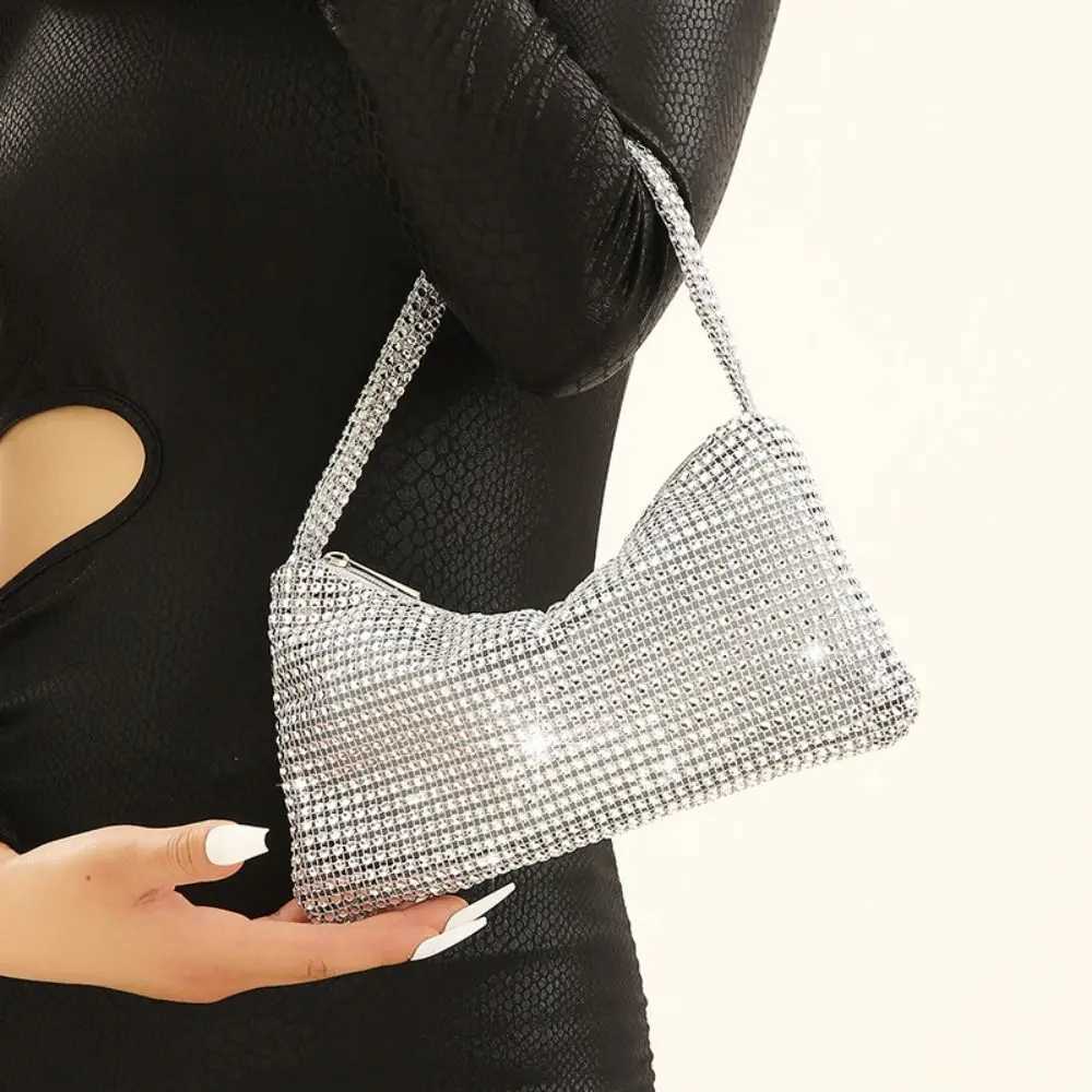 Retro Shiny Evening Banquet Bag Temperament Mini Glitter Shoulder Bag Small Purse Underarm Bag Rhinestone Hand Bag Women Z251017