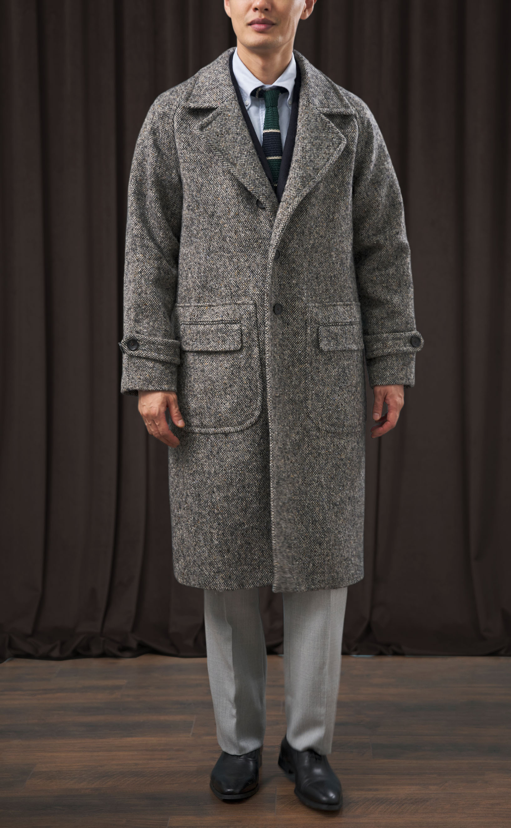 Winter Tweed Mens Coat Custom Made Thick Windproof Tailored Long Jacket Only One Piece Overcoat