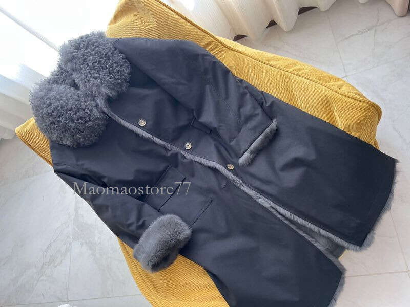 New Style Reversible Loose Wide Fur Long Parka With Lamb Collar womens coat winter jacket women